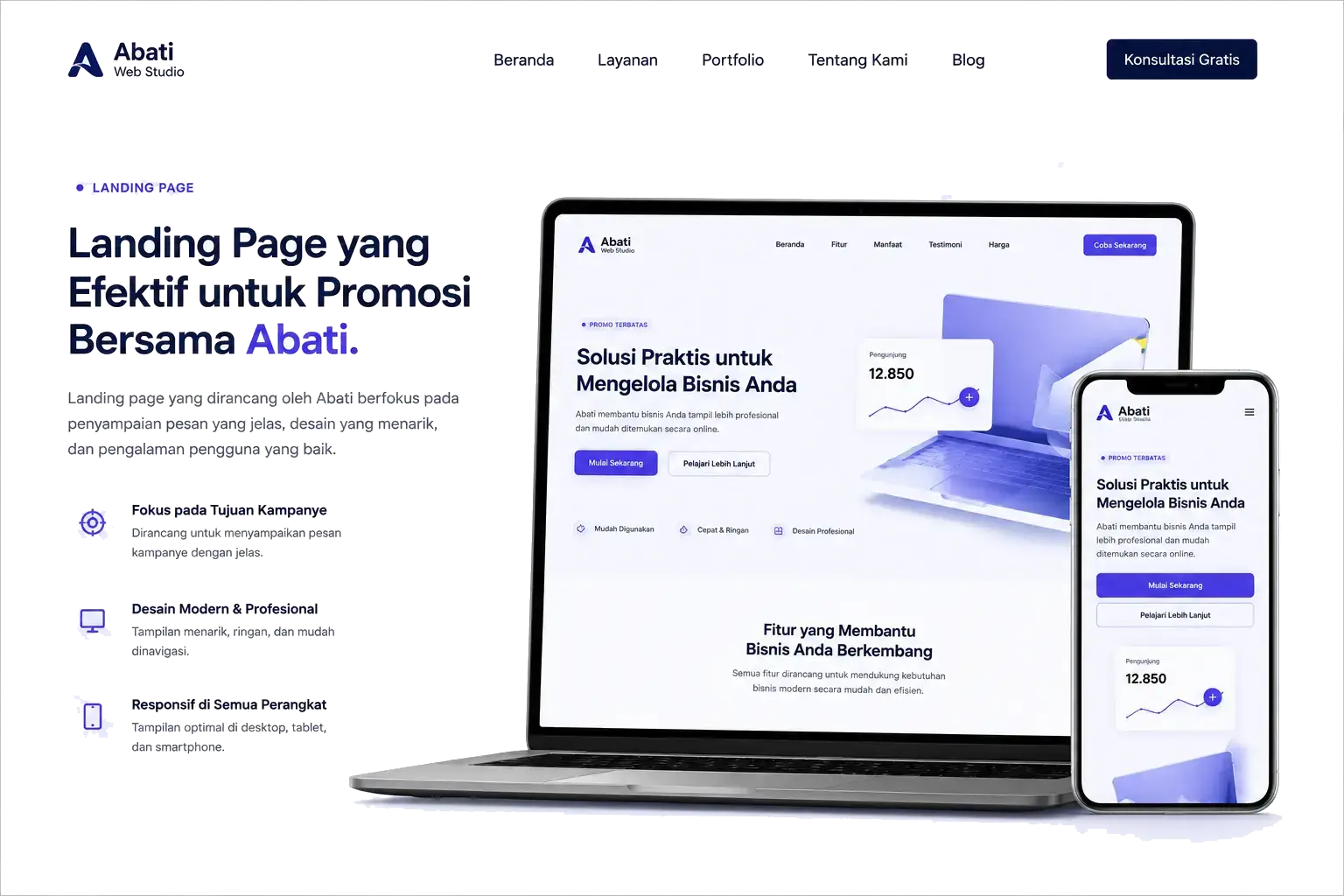 Mockup landing page profesional