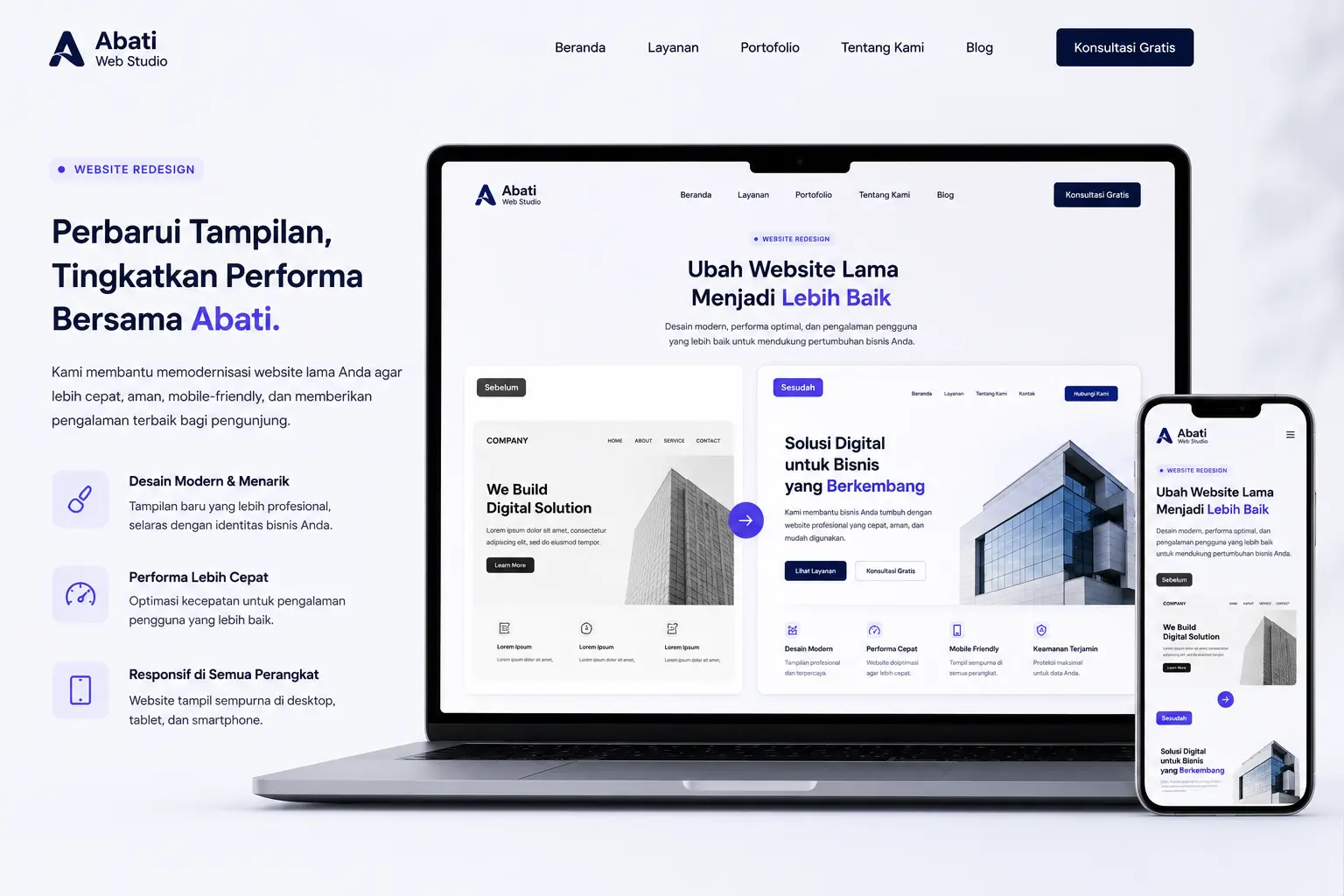 Mockup website redesign profesional